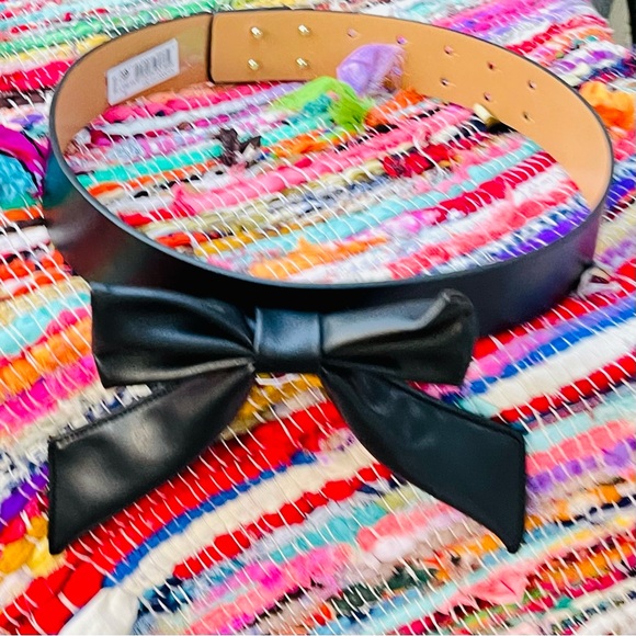 NWT KATE SPADE ♠️ Black Leather Bow Belt - Picture 2 of 5